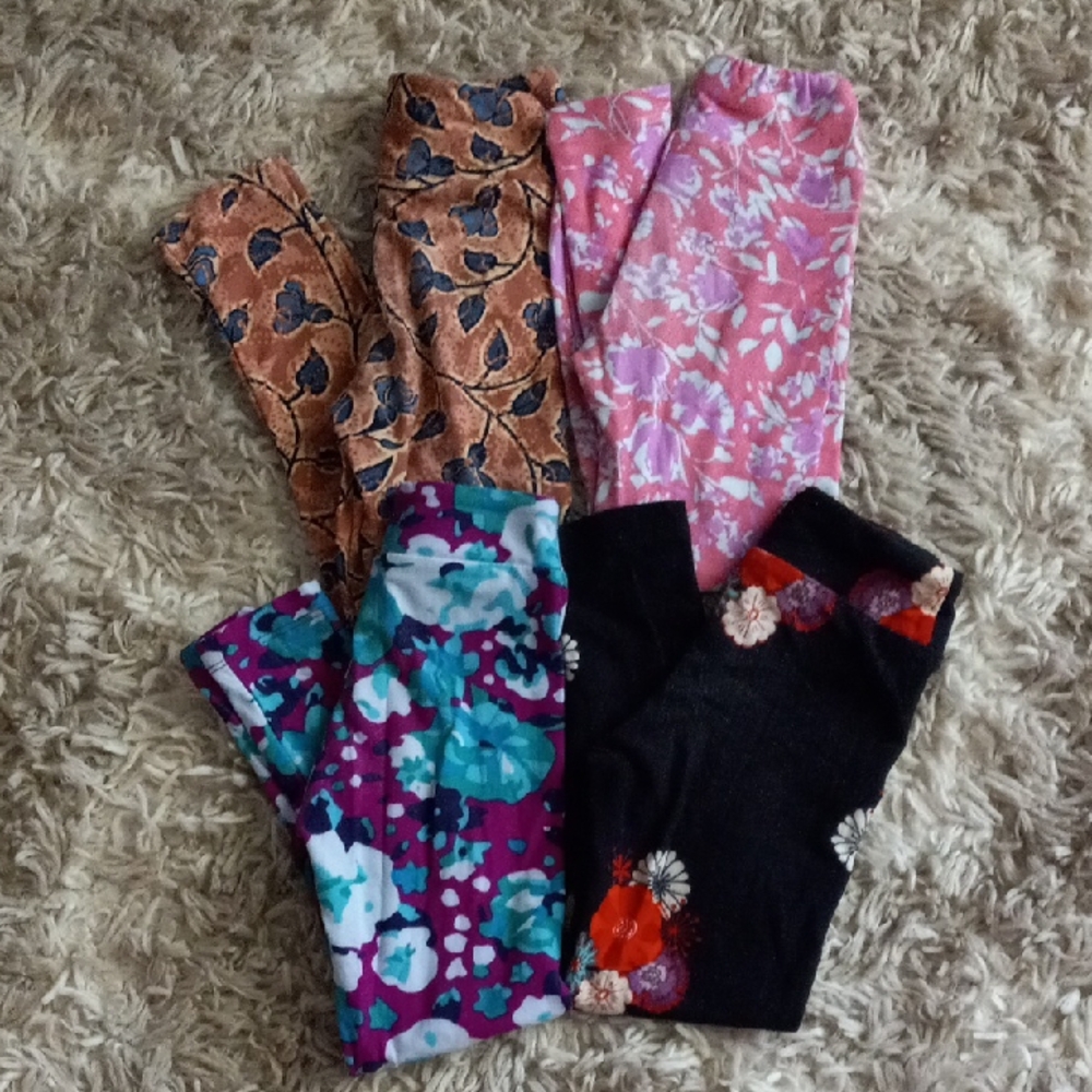 LuLaRoe Kids Leggings Set - Floral and Abstract Patterns